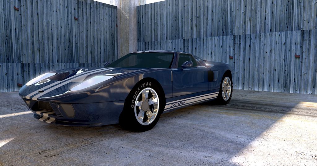 Trouwauto Ford GT blauw